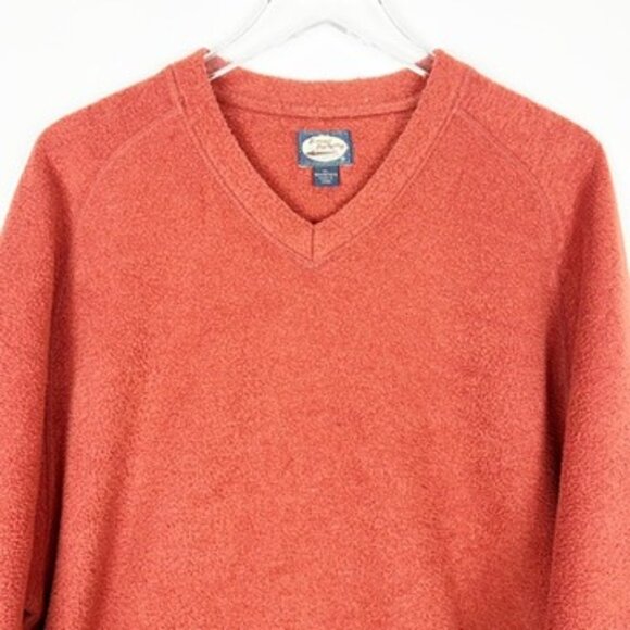 Tommy Bahama Textured V-Neck Fleece Pullover Sweater. Rust. Men's Size XL - Picture 2 of 12